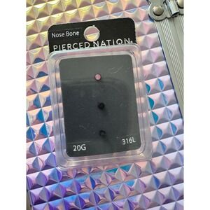 Pierced Nation Nose Bone 20G 316L Pink and Black Nose Piercing Jewelry